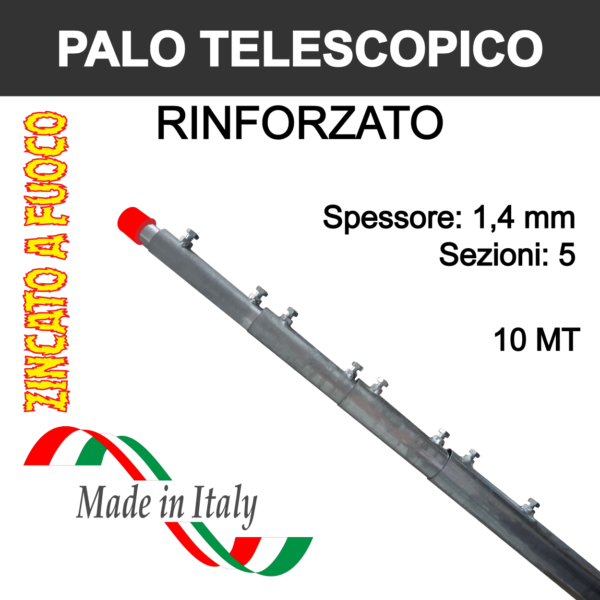 palo per antenna tv telescopico rinforzato da 10 metri